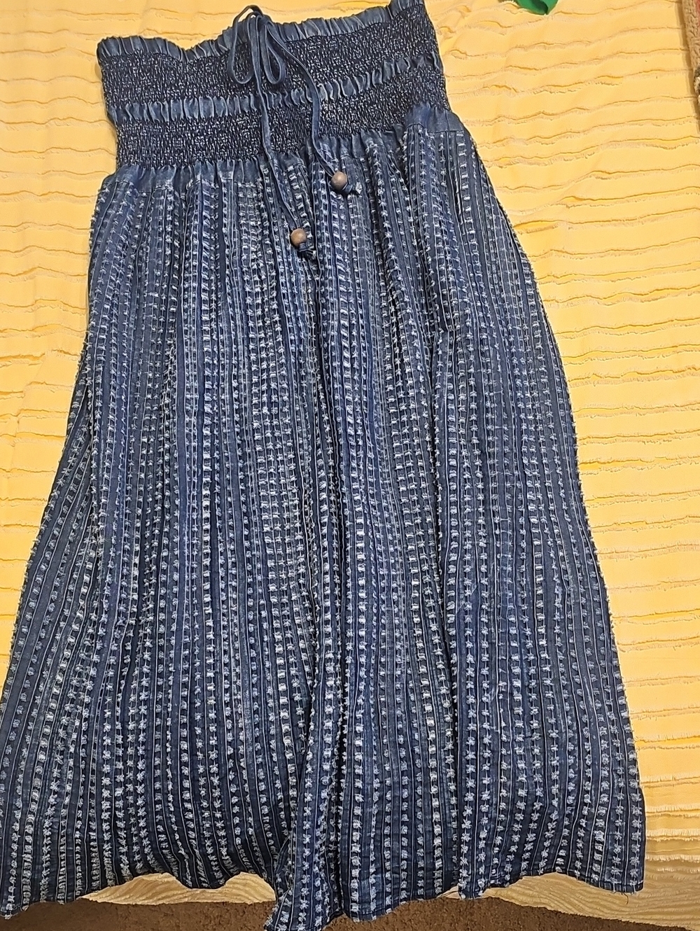 TANTRUM -Navy Demin Skirt with White Brand Tagn - Picture 4 of 10